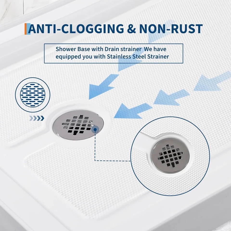 Base de Ducha 60"x32" Sartén Único Umbral Drenaje de Ducha con Cubierta de Acero Inoxidable Foto 4 de 4