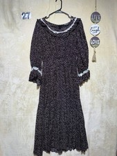 vintage Style Floral Prairie Dress Boho Festival Zip SZ Large