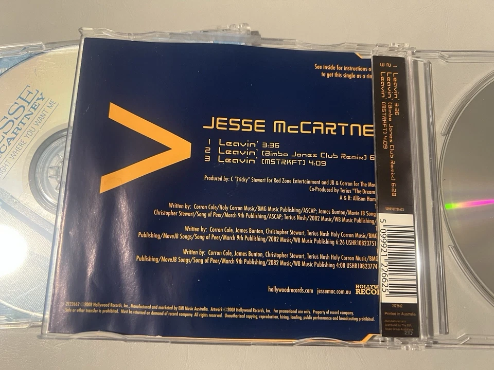 Jesse McCartney Leavin’ + Right You Want Me CD Singles 2008 Australian Editions - Image 4 of 4