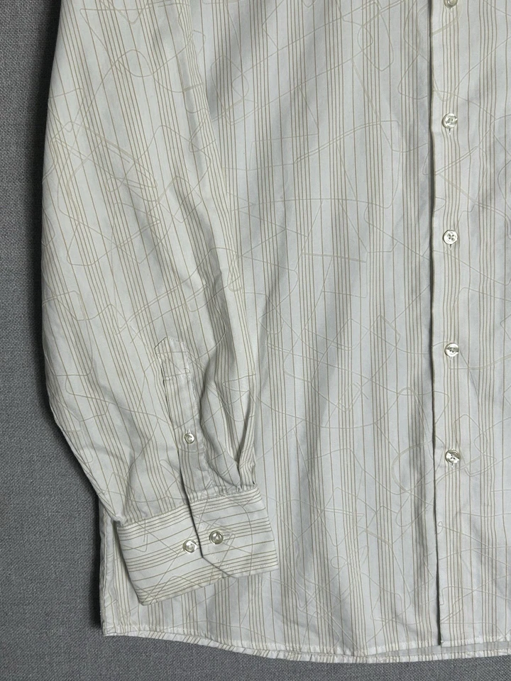 Camisa de vestir Eighty Eight para hombre XL blanca a rayas con botones manga larga Foto 3 de 4