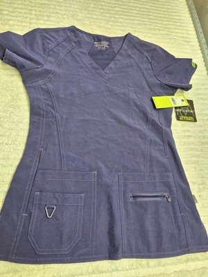 Med Couture Activate  4 Way Energy Stretch Scrub Top Women s Size Xs Purple NWT