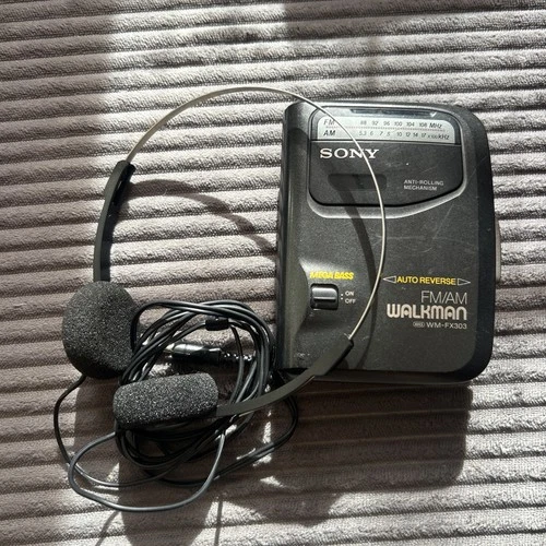 SONY Walkman WM-FX303 Cassette Player- Radio, generic headphones- Not Working-