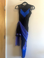 Women  s Small Black Fringe Latin Ballroom Dance Dress needs restoning 