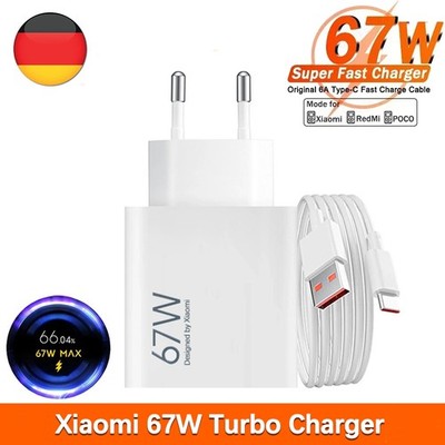 Xiaomi 67W Schnell Ladegerät Netzteil 6A USB-C Kabel Redmi Note10/11/12Pro K70
