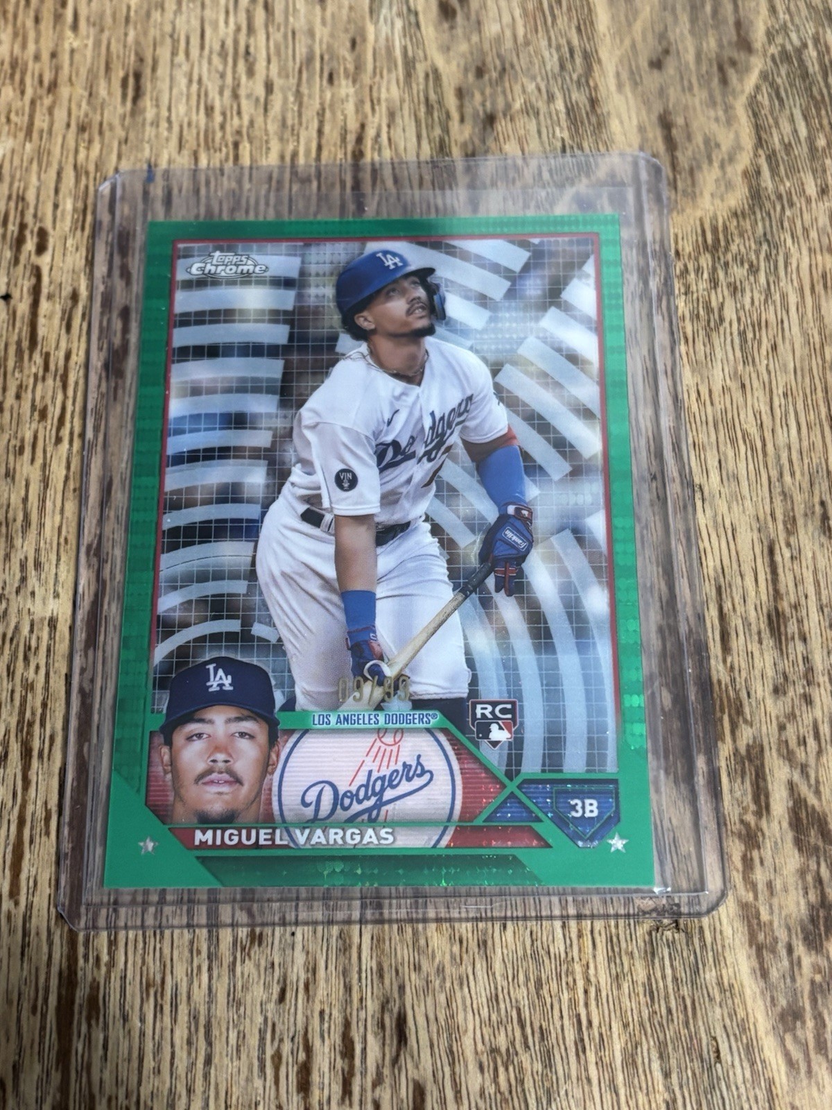 2023 Topps Chrome #161 Miguel Vargas Green Refractor #/99