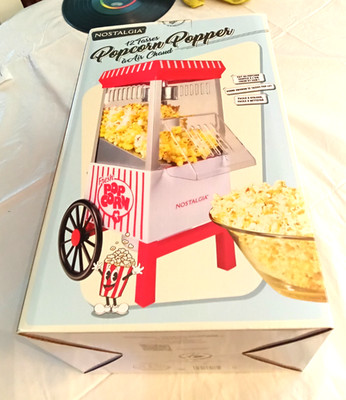 Nostalgia 12-Cup Hot Air Popcorn Maker - White/Red New/Sealed
