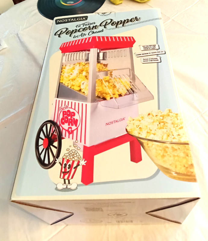 Nostalgia 12-Cup Hot Air Popcorn Maker - White/Red New/Sealed