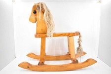 Cavallino Dondolo In Legno Stile Vintage Con Criniera Orecchie In Similpelle 57x