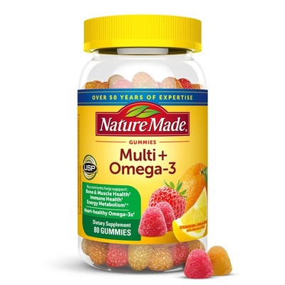 Nature Made Multivitamin + Omega-3, Gummies 80 Count (Pack of 1)