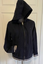 Tommy Hilfiger Navy  Navy Blue Womens Large  Zip Up Hoodie  90s Style