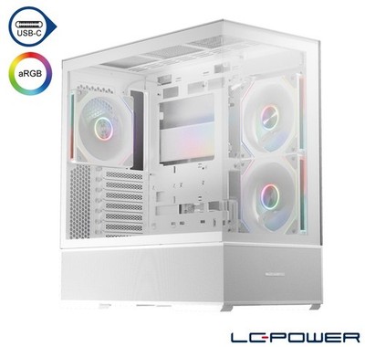 LC-Power - ATX-Gaming-Gehäuse - Gaming 812W Quartz Vision - USB-C, ARGB-Lüfter