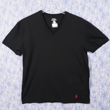 Polo Ralph Lauren T-Shirt Mens XL Classic Black Plain V-Neck Pony Logo Cotton