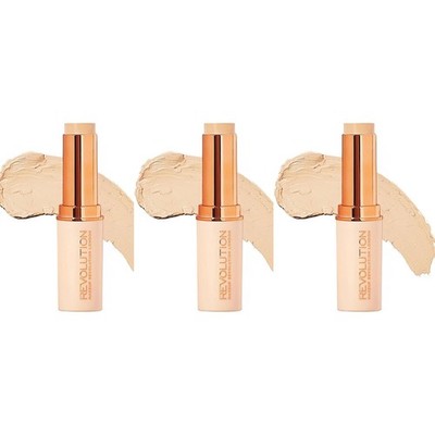 Makeup Revolution Fast Base Stick Foundation, F1, Pack of 3