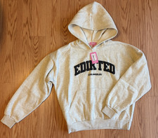 NWT Edikted Hoodie Sweatshirt MEDIUM Fleece Pullover Light Gray LA Hoodie