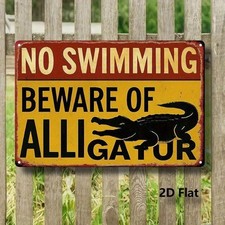Beware of Alligator Aluminum 8x12 Metal Novelty Vintage Reproduction Danger Sign