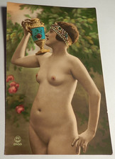Vintage 1920's French Risque Nude Woman Breast Color Tinted Postcard E8