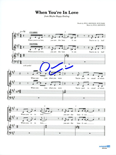 Darren Criss Maybe Happy Ending Signed 'When You're In Love' Sheet Music ACOA