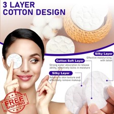 Premium Cotton Pads Face 300 Count Organic Makeup Remover Lint-Free