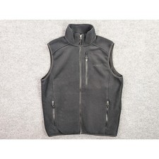 L.L. Bean Fleece Vest Mens Medium Black Full Zip Pockets Outdoors Gorpcore