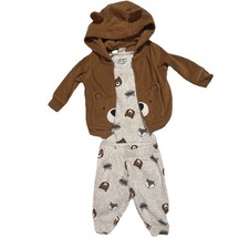 Carter s 3pc Outfit Set Baby Boy 3M Bear Fox Hoodie Bodysuit Pants Cozy EUC