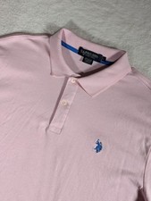 Polo Ralph Lauren Shirt Mens Large Pink Custom Fit Blue Pony Short Sleeve Collar