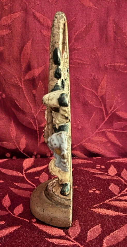 "Antiguo tope de puerta de hierro fundido Hubley 8,5"" CESTA DE FLORES, pátina de pintura original" Foto 4 de 4