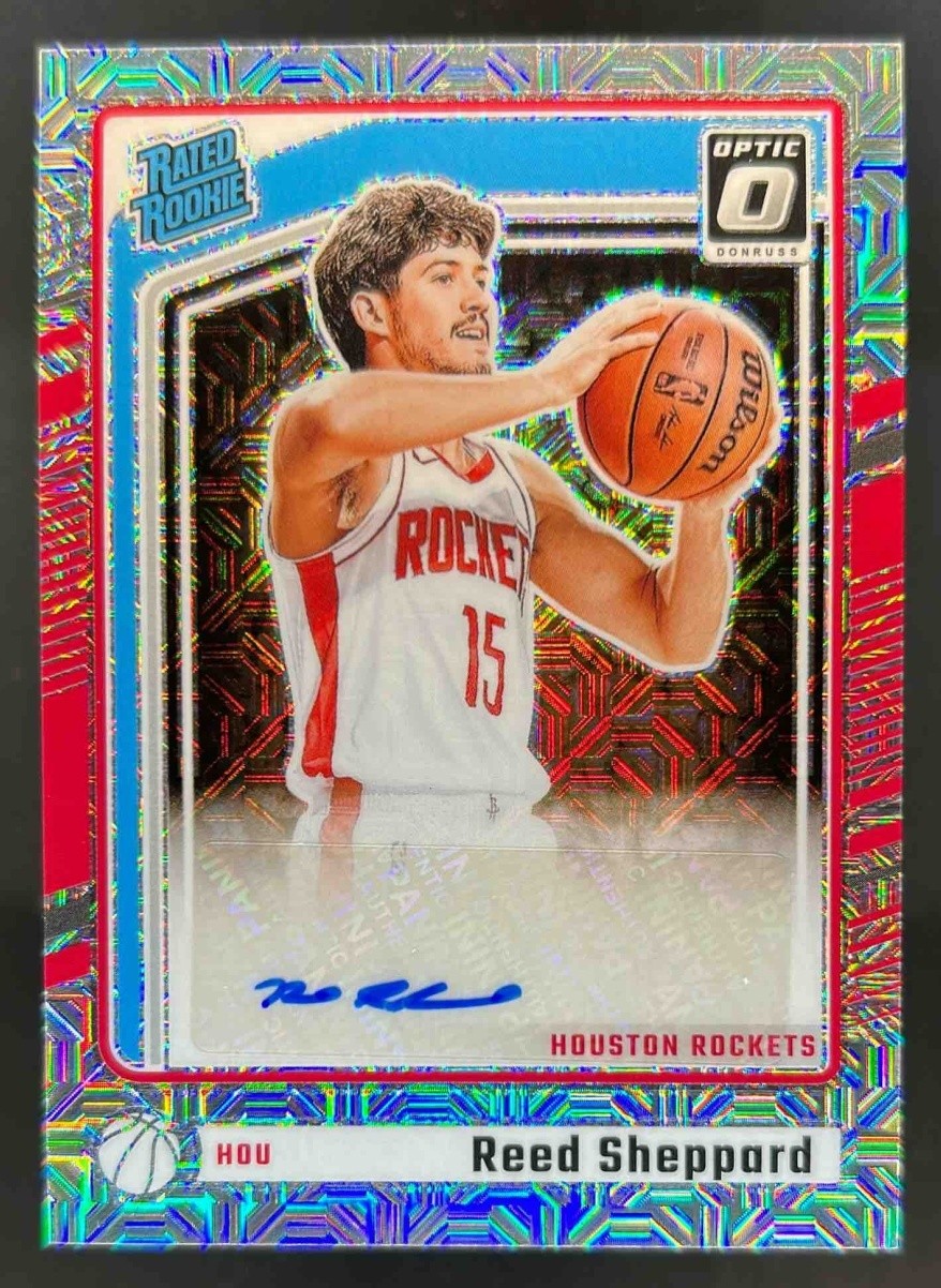 2024-25 Donruss Optic Reed Sheppard Rated Rookie Choice RC Auto #302 Rockets