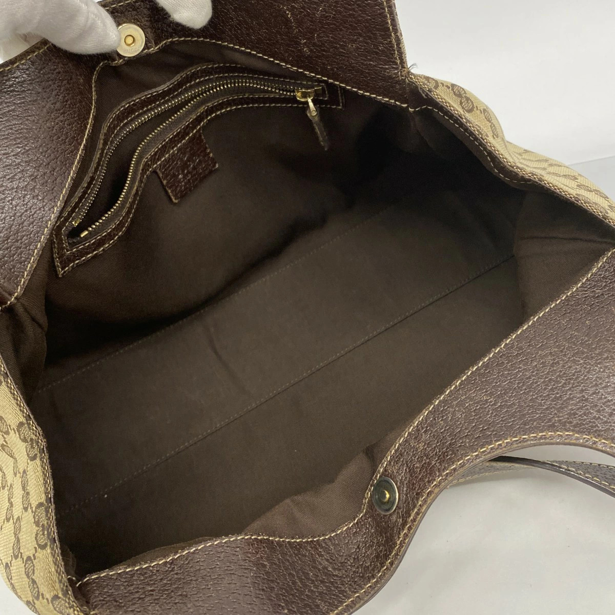 Gucci GG Canvas Handbag Brown Canvas Gold Hardware 154982 thumbnail 4