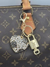 Authentic Louis Vuitton Gold Padlock   Key Set w/ Unbranded Heart Bag Charm