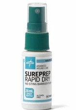 2 Medline SurePrep Rapid Dry Barrier Film 28mL Spray 1ea In Black Bottles New!