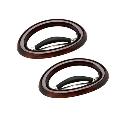 Parcelona French Oval Barrette Set of 2 Tortoise Shell O Ring Non Slip Hair Clip