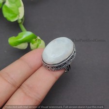 925 Sterling Silver Plated/Moonstone Statement Ring/Minimal Jewelry/Gift Love