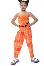 Kids Girls Jumpsuit Tie Dye Print Orange Trendy Fahsion All In One Playsuits