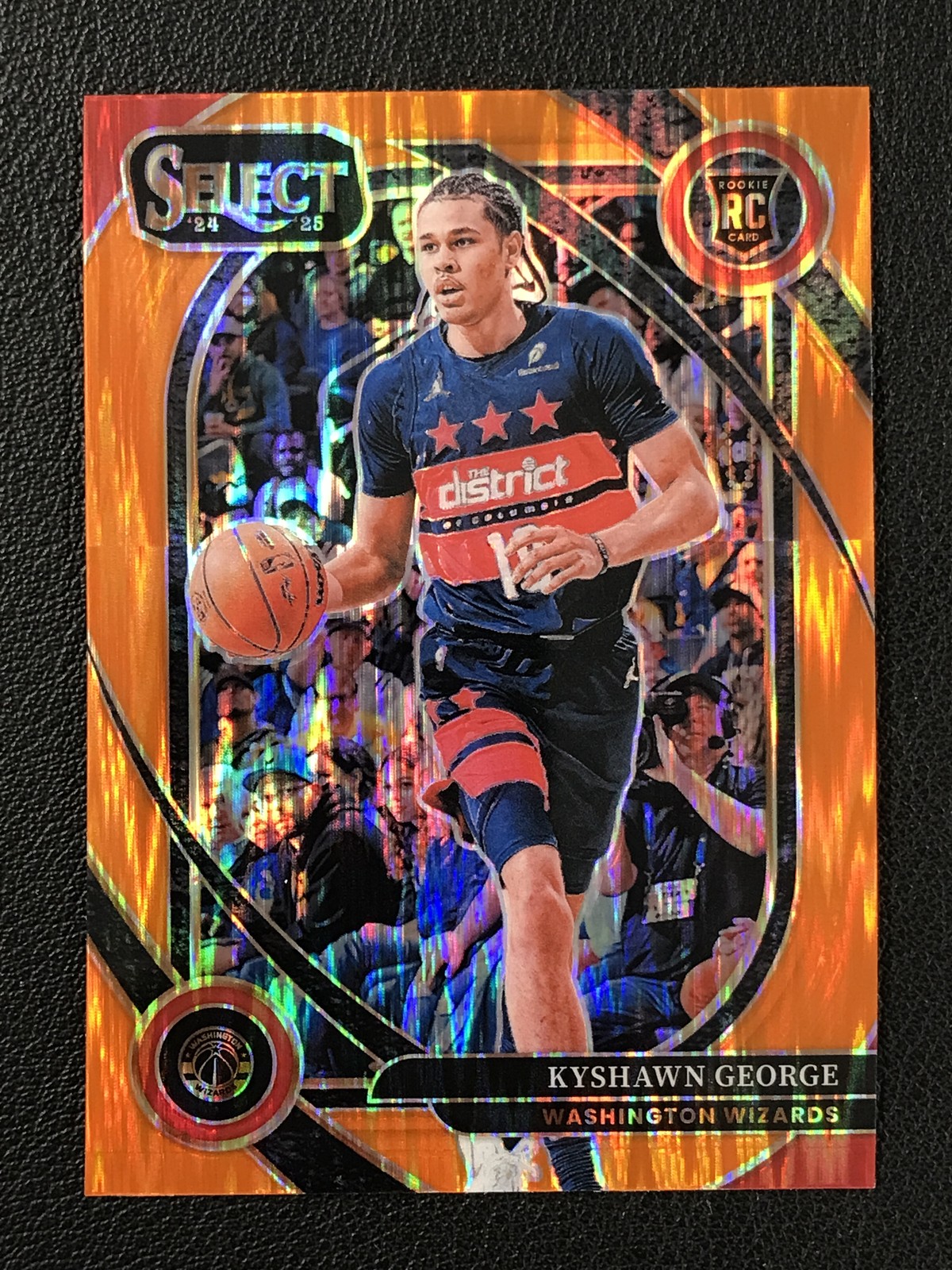 2024-25 Panini Select #285 Kyshawn George Orange Flash Prizm Washington Wizards