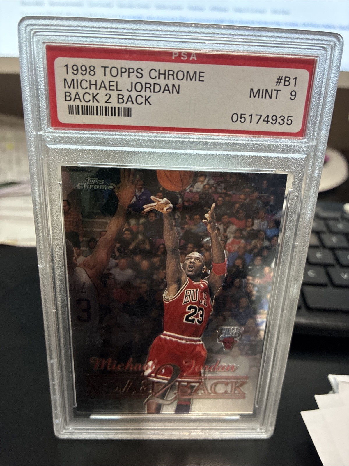 1998 Topps Chrome Michael Jordan BACK 2 BACK PSA 9 MINT #B1 Bulls Insert