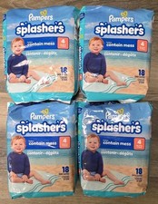 4 Packs Pampers Splashers Diapers Disposable Swim Pants 18 Pack Medium 20-33lbs