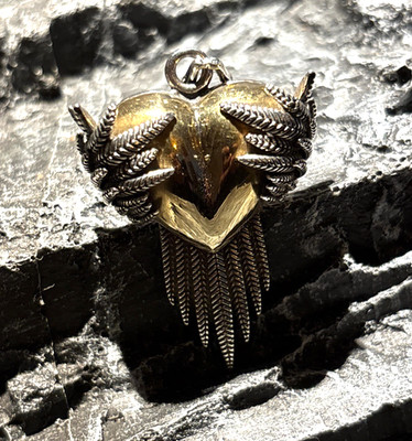 King Baby Studio Sterling Silver .925 Raven Wings w/ Alloy Heart Rare piece!