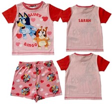 Girls Bluey Pyjamas Age 2–3 Years Short Sleeve PJs Bluey & Bingo Personalisation