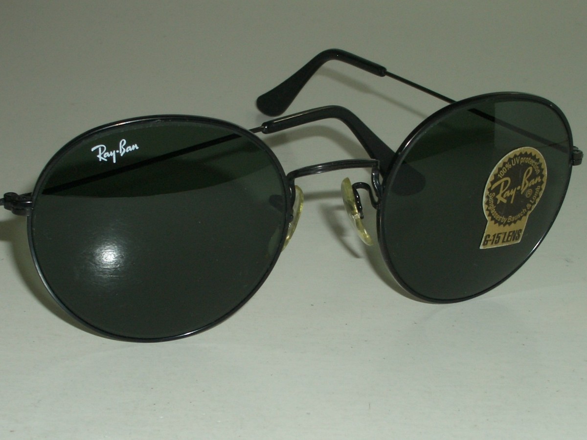 VINTAGE B&L RAY-BAN W0608 XNAS 52[]21 G15 UV BLACK ROUND AVIATOR