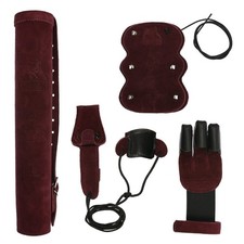 elTORO Set - Schiesshandschuh Gr. M, Armschutz, Köcher & Spannschnur in Bordeaux