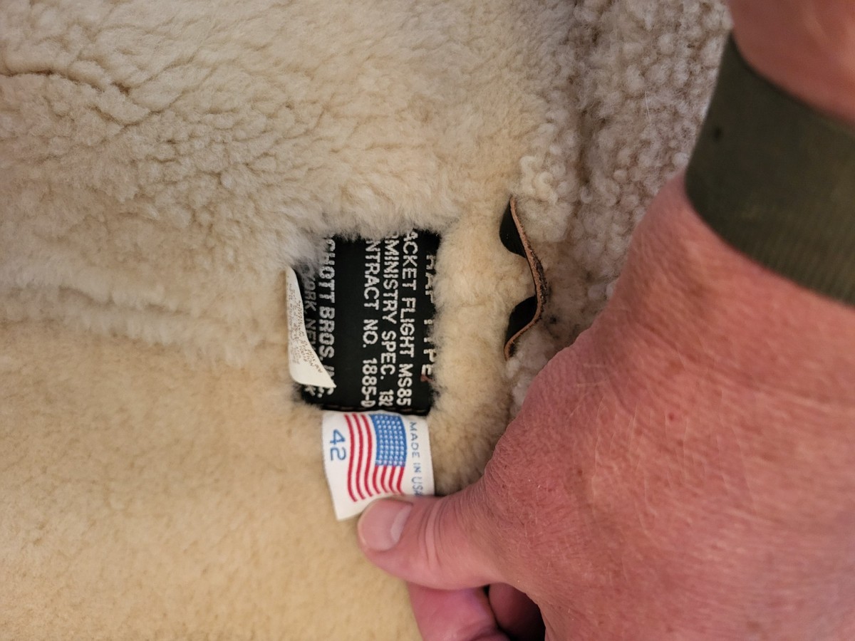 Mens Vintage Schott Bros Raf Type MS85 Sheepskin Flying Jacket