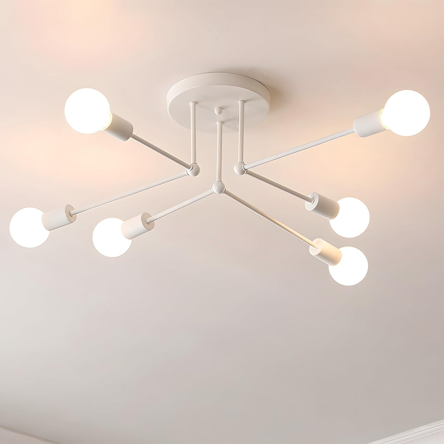 Lampadario Soggiorno Industriale,6 Luci Plafoniera Soffitto Vintage E27,Lampadar