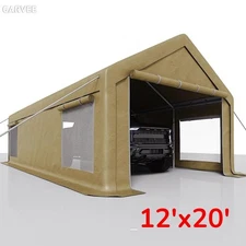 12x20ft Carport Reinforced Steel Frame Portable Garage Shed Shelter Windows Tent