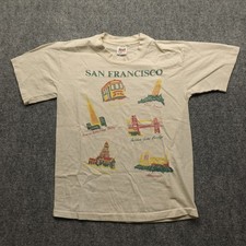 Vintage 90s Anvil San Francisco Souvenir T-Shirt Mens M Beige Cotton USA Made