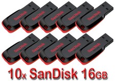 LOT 10 x SanDisk 16GB  160GB Cruzer BLADE USB Flash Pen Drive 16 GB SDCZ50-016G
