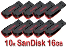 LOT 10 x SanDisk 16GB = 160GB Cruzer BLADE USB Flash Pen Drive 16 GB SDCZ50-016G