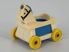 Vintage Fisher Price Little People Blue & White Nursery Rocking Horse on Wheels