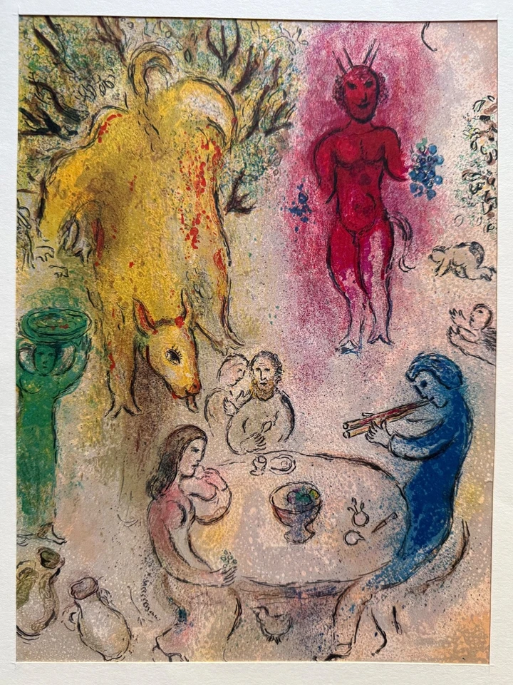 Marc Chagall "Daphnis & Chloe" Pan's Banquet Offset Litografía 1977 Braziller Foto 2 de 4