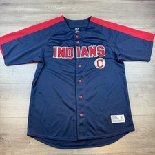 Cleveland Indians Dynasty Series MLB Jersey Embroidered Men's Large Navy Blue
