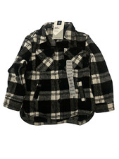Members Mark Girls Black White Plaid Shacket Pockets Relaxed Fit Sz XS 4/5 NEW